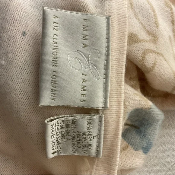 Liz Claiborne Floral Knit Sweater Size L. Calm Soft Pattern Like New Comfortable - Picture 5 of 8